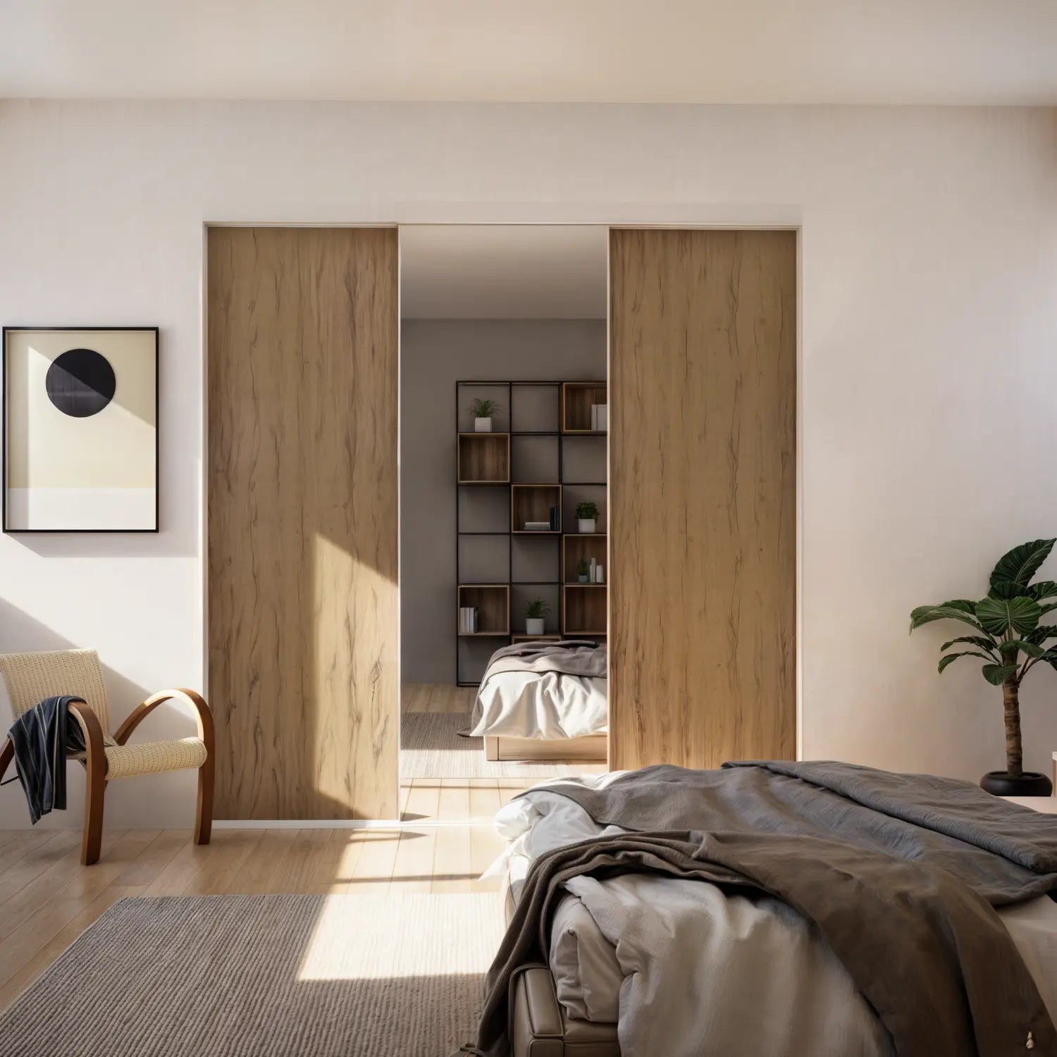 Donker eikenhouten schuifdeurkast met spiegel | op maat |  2 - 5 deurs