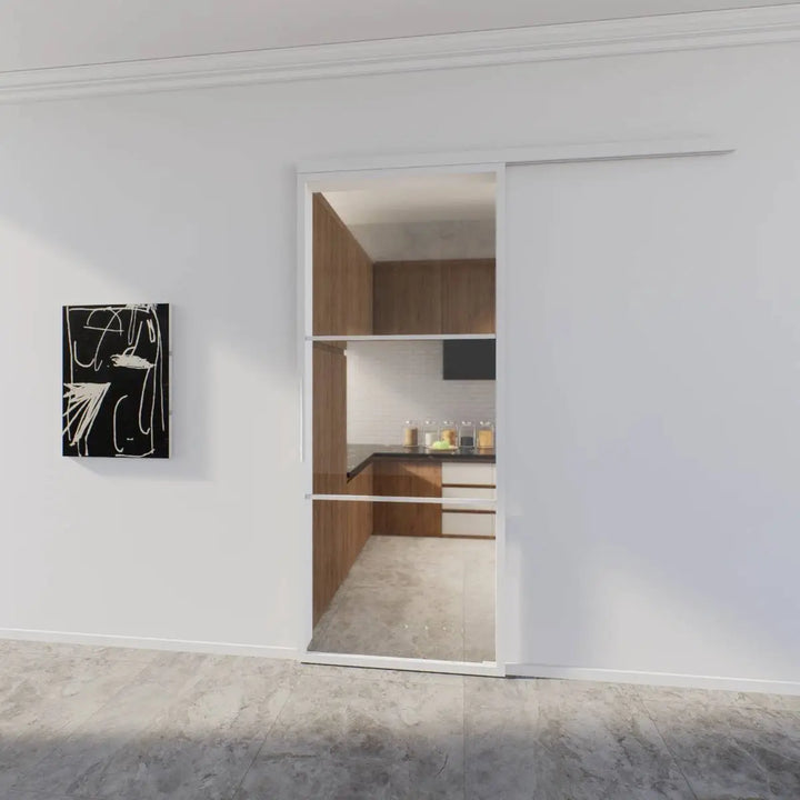 Enkele glazen schuifdeur | Helder glas | Drievlaks