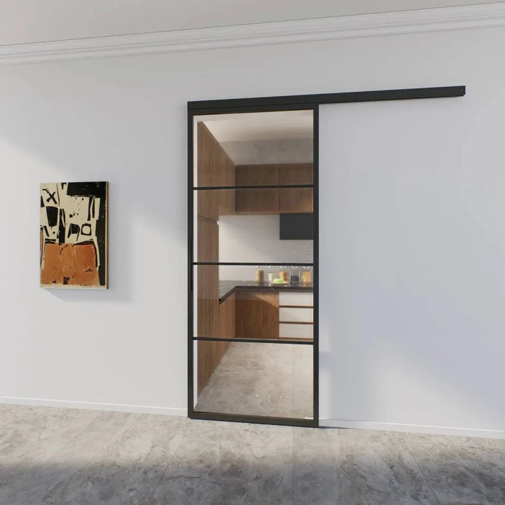 Enkele glazen schuifdeur | Helder glas | Viervlaks