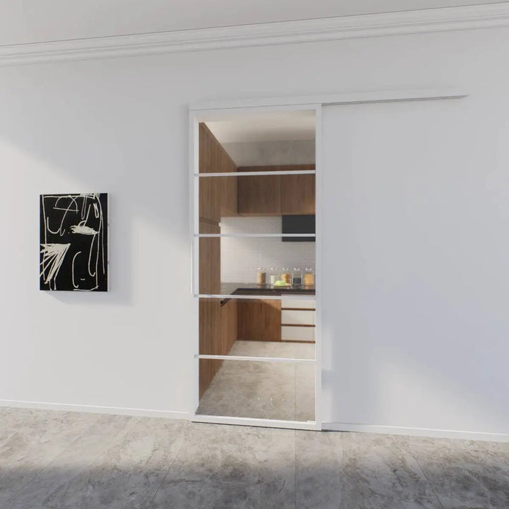 Enkele glazen schuifdeur | Helder glas | Vijfvlaks