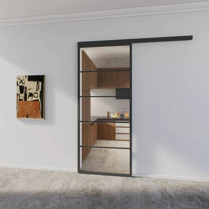 Enkele glazen schuifdeur | Helder glas | Vijfvlaks