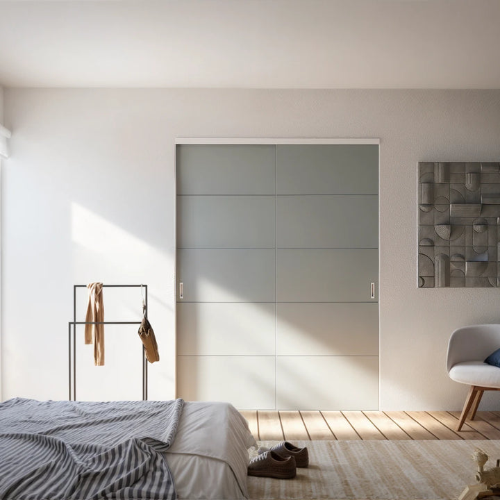 Fjord groene geruite paneel schuifdeuren | op maat |  2 - 5 deurs