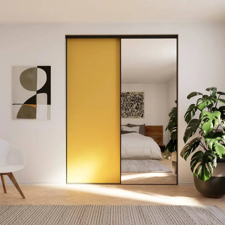 Gele & spiegel schuifdeuren | op maat |  2 - 5 deurs