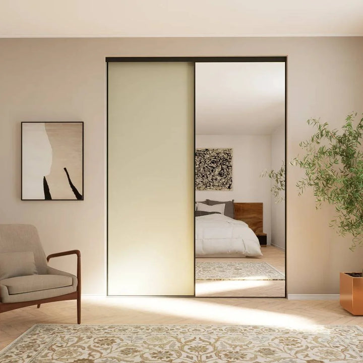 olijfgroene & spiegel schuifdeuren | op maat |  2 - 5 deurs