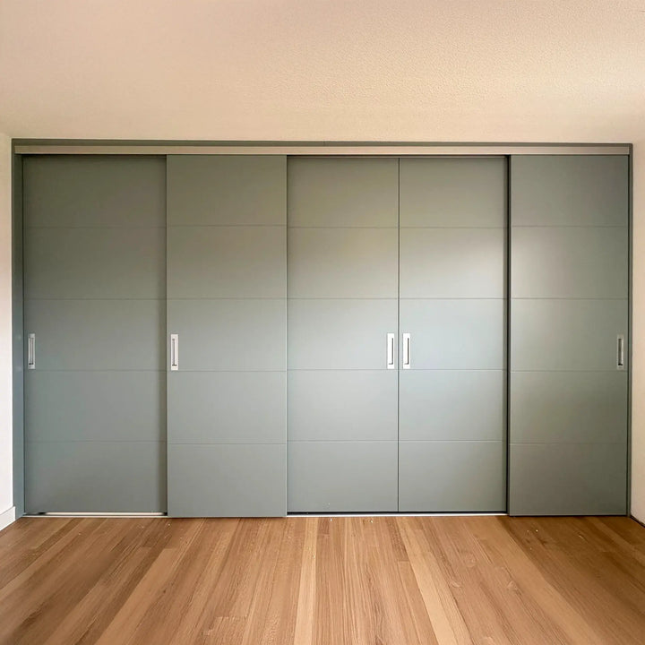 Fjord groene geruite paneel schuifdeuren | op maat |  2 - 5 deurs