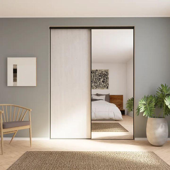 Wit hout & spiegel schuifdeuren | op maat |  2 - 5 deurs