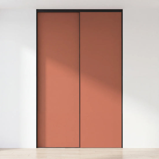 Terra schuifdeurwand op maat met 2 deuren en zwart profiel