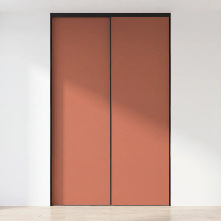 Terra schuifdeurwand op maat met 2 deuren en zwart profiel